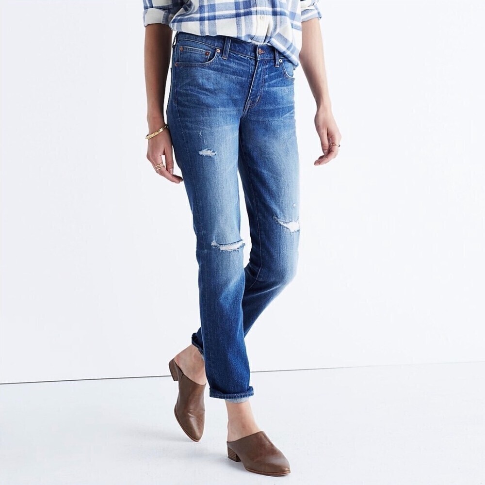 MADEWELL The Slim Boyjean in Brinville Wash Rip and Repair Edition 25 Distressed